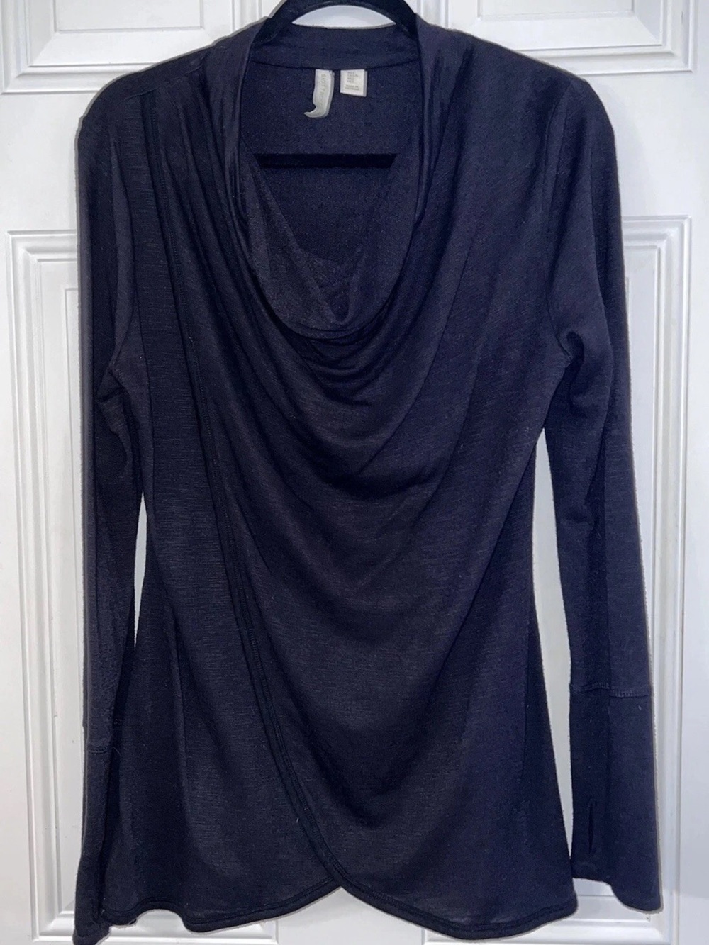 Saint Tropez West Black Draped Cowl Tunic VTG LG